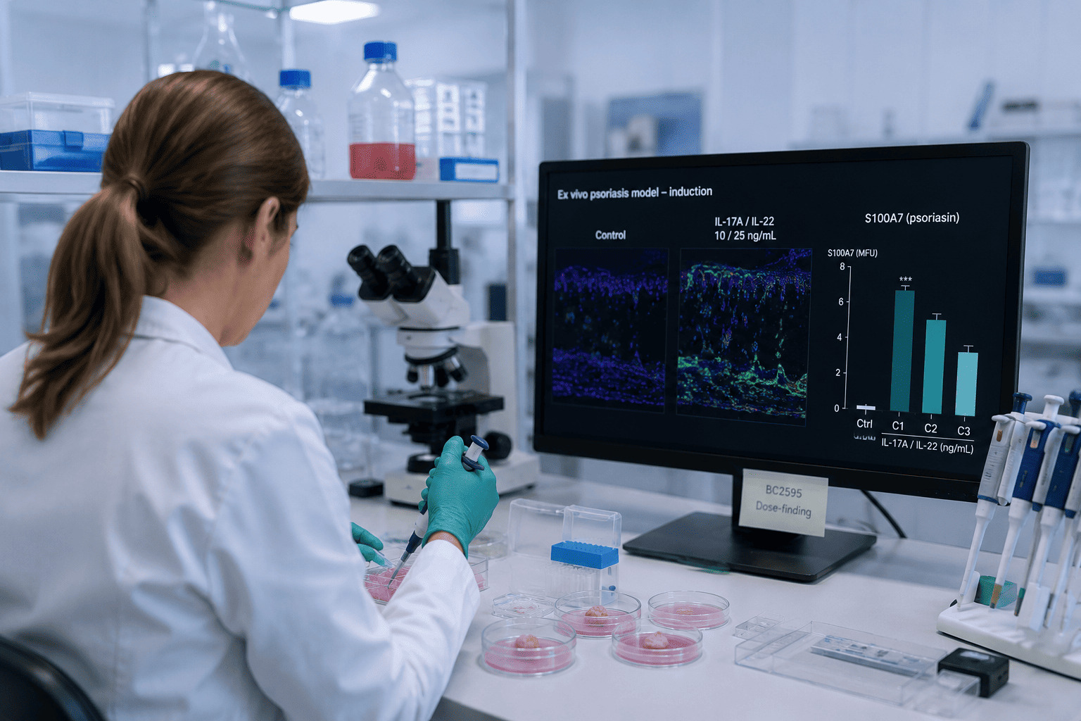 Induced psoriasis on human skin explants: why the strongest stimulation gave us the weakest signal